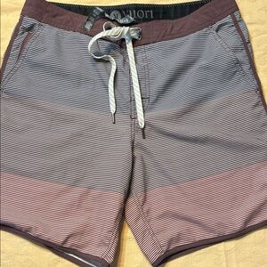 Vuori Men's Swim Shorts - Maroon and White